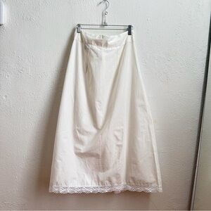 White Lace Trim Midi Skirt